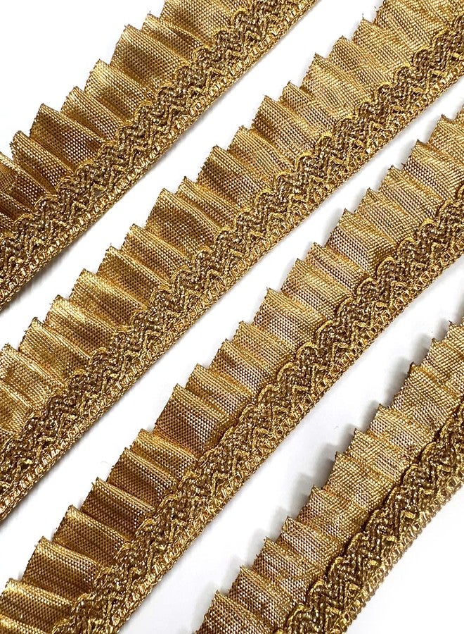 EmbroideryMaterial Shining Zari Sewing/Embroidery Lace for Saree Border, Blouse, Dupatta Border, Lehenga, Kurti etc (18 Meters, Gold, 24mm Wide) - Image 1